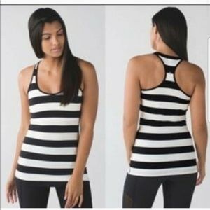 Black and White Striped Lululemon Tank